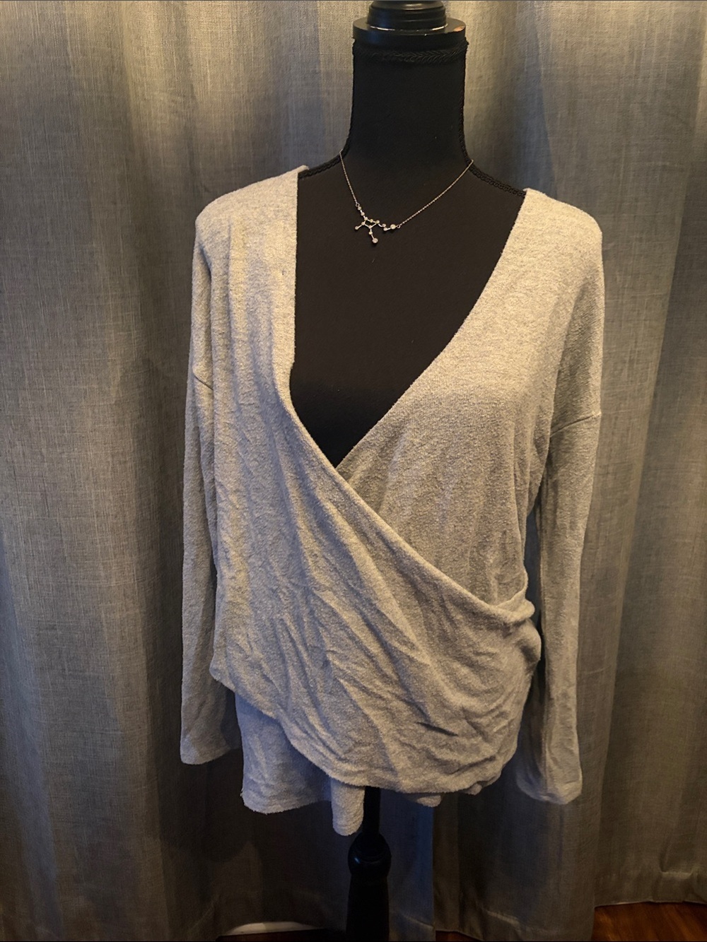 J. Crew Light Gray Wrap-Style Long Sleeve Top